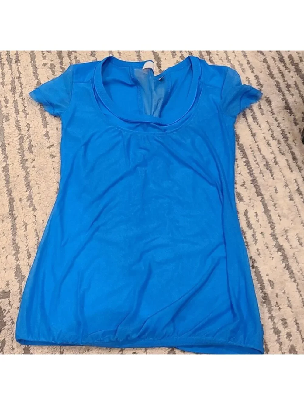 Stella mccartney Adidas blue nylon short sleeve with mesh overlay